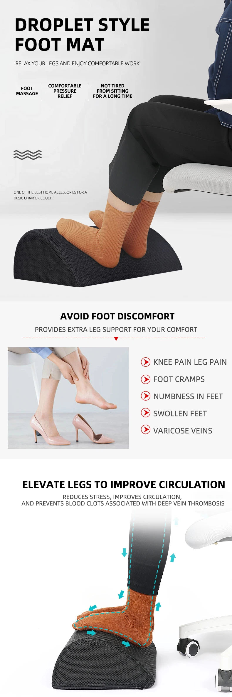 Ergonomic Memory Foam Footrest