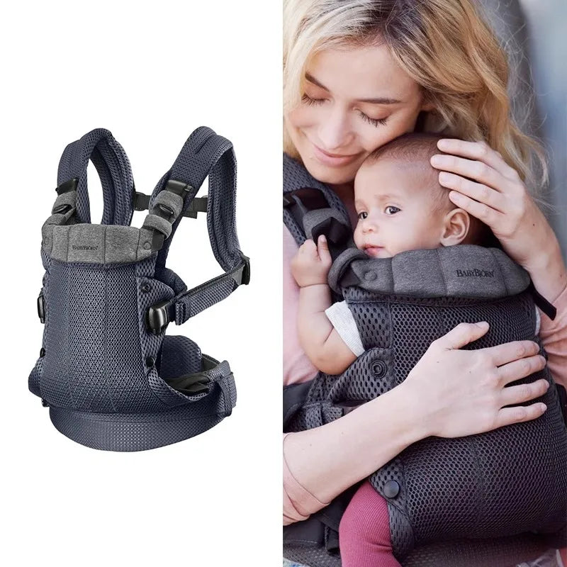Mochila portabebés BabyBjörn usada a la espalda